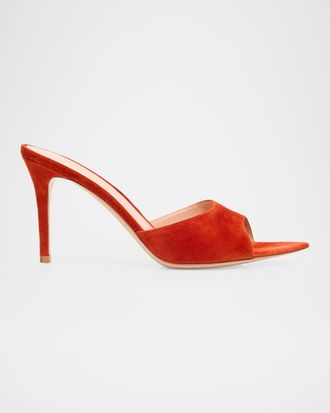Gianvito Rossi 85mm Elle Suede Mule Pumps