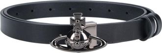 Vivienne Westwood Black Orb Calf Leather Adjustable Belt