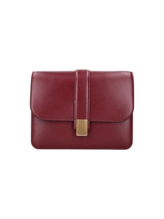 Khaite Burgundy Blake Gold-Closure Leather Shoulder Bag