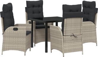 vidaXL Garden Dining Set 5 pcs Light Grey Poly Rattan Vidaxl