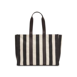 BOSS Striped tote bag in canvas