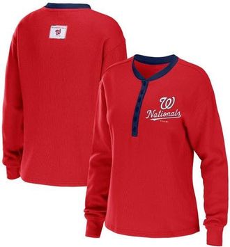 WEAR by Erin Andrews Womens WEAR by Erin Andrews Red Washington Nationals Waffle Henley Long Sleeve T-Shirt at Nordstrom, Size Medium