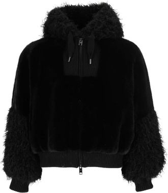 DIEGO M Faux Rex Bomber - Dames - Jassen - Zwart - Maat: S
