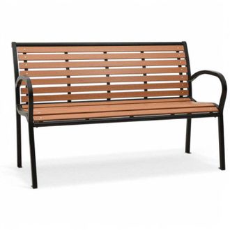 No Brand No Brand - Panchina in acciaio da giardino marrone Alba 125x60xH80 cm