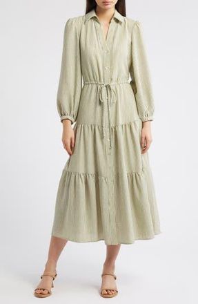 Julia Jordan Stripe Bracelet Sleeve Button-Up Shirtdress in Ivory Multi at Nordstrom Rack, Size 16