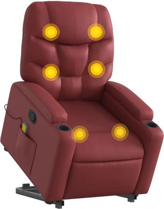 vidaXL Vidaxl - Sill&oacute;n Reclinable De Masaje De Pie Cuero Artificial Rojo Tinto