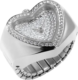 Invicta Mini Ring Watch Crystal Silver and White Dial Ladies Watch 49578
