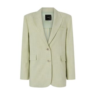 Pinko Blazers, female, Green, Size: XS Single-breasted Jacket with a Rustic Effect