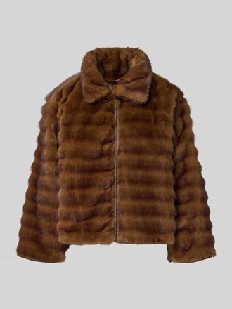 Emme Relaxed Fit Jacke mit Allover-Kunstfell-Besatz Modell Magio in Cognac, Gr&ouml;&szlig;e 34