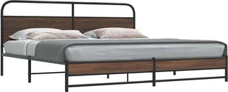 vidaXL Estructura De Cama Sin Colch&oacute;n Metal Roble Marr&oacute;n 183x213 Cm Vidaxl