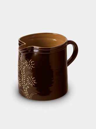 Poterie d'&Eacute;vires Flowers Hand-Painted Ceramic Straight-Edge Medium Jug