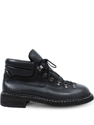 Guidi lace-up full-grain leather ankle boots - men - Rubber/Calf Leather/Calf Leather - 42 - Black