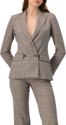 Ivonne Double-Breasted Prince of Wales Blazer in Multi-Brown at Nordstrom, Size 14