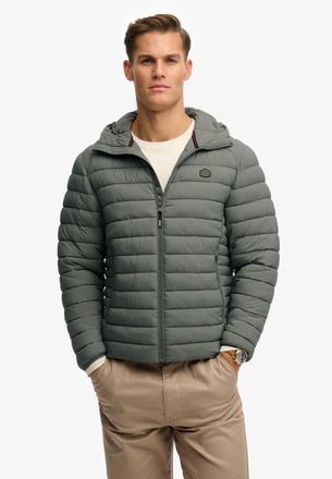 Superdry Steppjacke SUPERDRY Hooded Fuji Lite Jacket, Herren, Gr. M, biker grau, Steppware, Obermaterial: 100% Nylon, unifarben, h&uuml;ftlang, Jacken Steppjacke, s