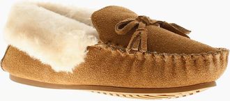 Hush Puppies Womens Hush Puppies Womens Moccasin Slippers Agnes Fur Slipper Leather Slip On tan UK S - Brown - Size: 5