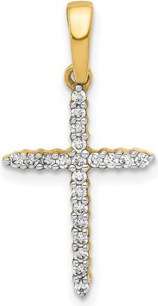 Diamond2Deal 10k Yellow Gold 1/6ct. Diamond Cross Pendant