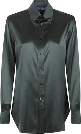 Polo Ralph Lauren Overhemden, Dames, Groen, S, Groene Zijden Overhemd Elegante Stijl