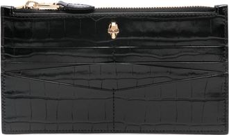 Alexander McQueen skull-stud cardholder - women - Calf Leather - One Size - Black