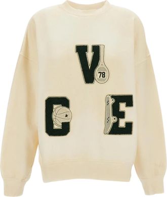 Golden Goose White Relaxed-Fit Sporty Appliqu&eacute; Sweater