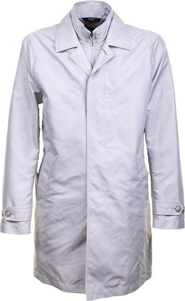 Fay Mens Trench Morning Coat Impermeabile Double Front - Light Grey - Size Medium
