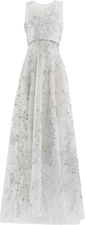 Saiid Kobeisy Intricately Embroidered Off-White Maxi Dress