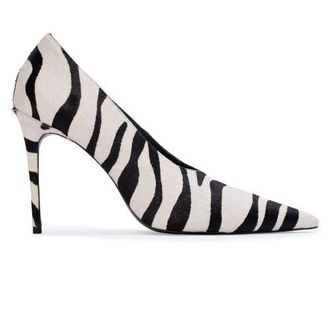 Black Suede Studio Jona 100 Ponyhair Pump in Zebra Pony Hair at Nordstrom, Size 39
