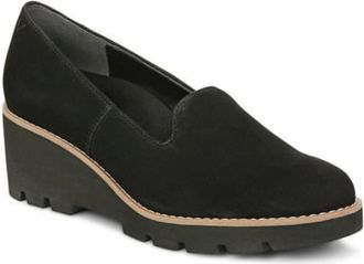 Vionic Womens Vionic Willa I7294L1-001 Loafer Black Suede Casual Wedge Shoes GAL1752