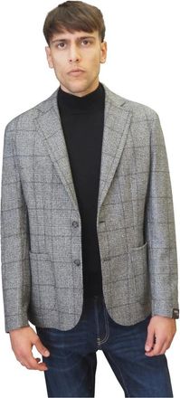 Barba Prince of Wales Wool Jacket - Heren - Blazers - Grijs - 2XL - Wol - Jassen
