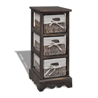 vidaXL Vidaxl - Estante Con 3 Cestas Tejidas De Almacenamiento Madera Marr&oacute;n