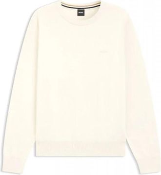 HUGO BOSS Upacas-L Trui - Heren - Ronde hals truien - Beige - M - Katoen - Truien & Vesten