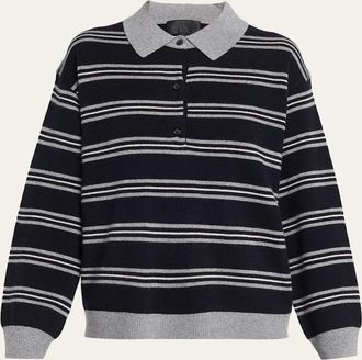 Nili Lotan Galvez Striped Cashmere Polo Sweater