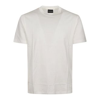 Emporio Armani T-Shirts, male, White, Size: 3XL Basic Filo di Scozia T-shirt