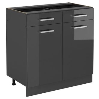 Vicco Mueble Bajo De Cocina R-line, Antracita Alto Brillo, 80 Cm Sin Encimera