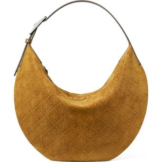 Tory Burch T Monogram Suede Balloon Bag in Chicory Brown at Nordstrom