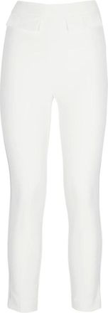 Elisabetta Franchi Broeken, Dames, Beige, XS, Polyester, Broek met Dubbele Stretch Cr&ecirc;pe