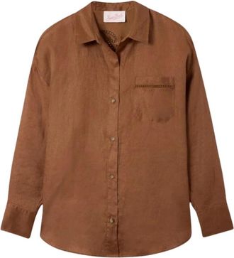 MC2 Saint Barth Cristal Pocket Shirt - Dames - Overhemden - Bruin - S - Linnen - Overhemden