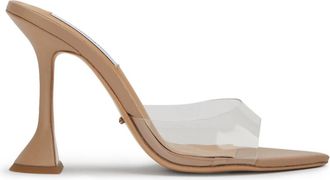 Tony Bianco Womens Marcel Vinylite Slip On Open Toe Mules Heels In Nude/clear