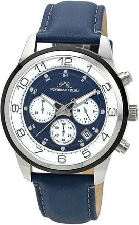 Porsamo Bleu Arthur Chronograph Leather of Silicone Strap Watch, 44mm in Light Blue at Nordstrom Rack