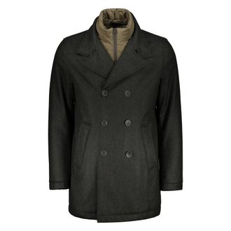 Herno Jassen, Heren, Groen, L, Wol, Double-breasted Wool Coat