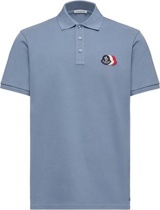 Moncler Moncler Logo Patch Cotton Piquet Polo Shirt, Men, Blue, Size: 3xl