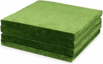 OEM Alfombra De Juego 120x120cm Para Ni&ntilde;os, Cuadrada, Plegable, Terciopelo Suave Oliva