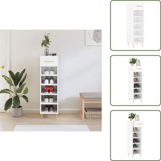 vidaXL The Living Store Scarpiera Bianco Lucido 30x35x105 cm in Legno Multistrato - Scarpiera per casa