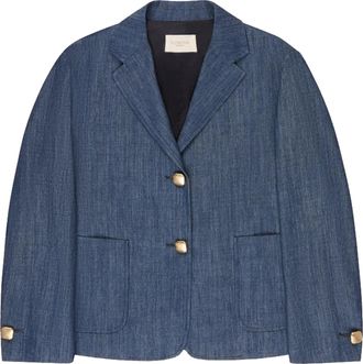 Montedoro Red Black Cropped Denim Jacket With Notched Lapels
