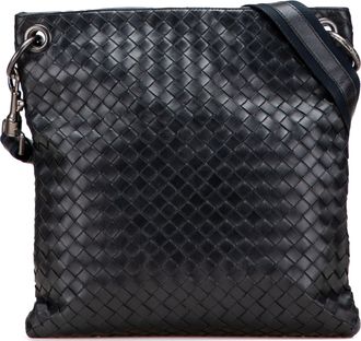 Bottega Veneta Pre-owned Womens Woven Leather Crossbody Adjustable - Black - One Size