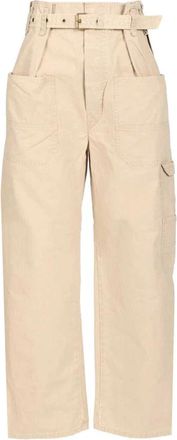 Isabel Marant Mathilda Broeken - Dames - Wijde Broeken - Beige - XS - Katoen - Broeken