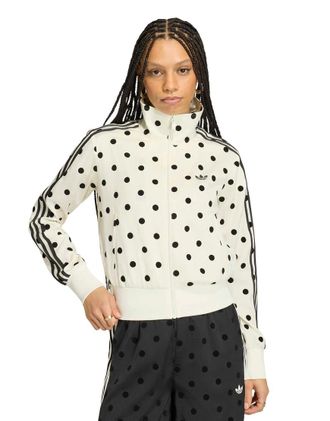adidas Originals Firebird top sportivo in satin con pois bianchi-Bianco