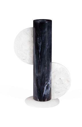 Jonathan Adler Como Cylinder Vase in Black /White Marble at Nordstrom