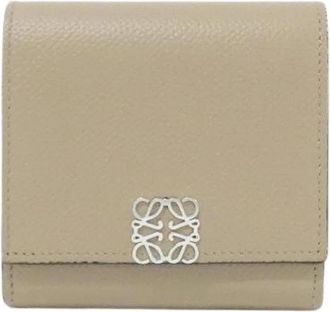 Loewe Pre-owned Anagram Compact Flap Wallet - Dames - Vintage Accessoires - Beige - ONE Size - Leer - Vintage