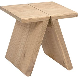 Jonathan Y Designs Jack Rustic Scandinavian Handcrafted Solid Mindi Wood Sculptural Base Accent Stool in Natural at Nordstrom