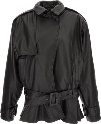 Rotate Dark Brown Biker Matte Leather Jacket